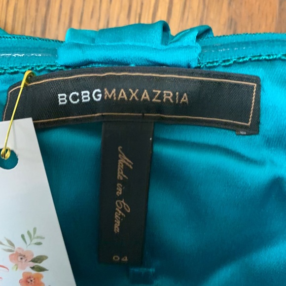 BCBG MAXAZRIA Turquoise Mini Cocktail Dress Size 4 - Picture 5 of 8